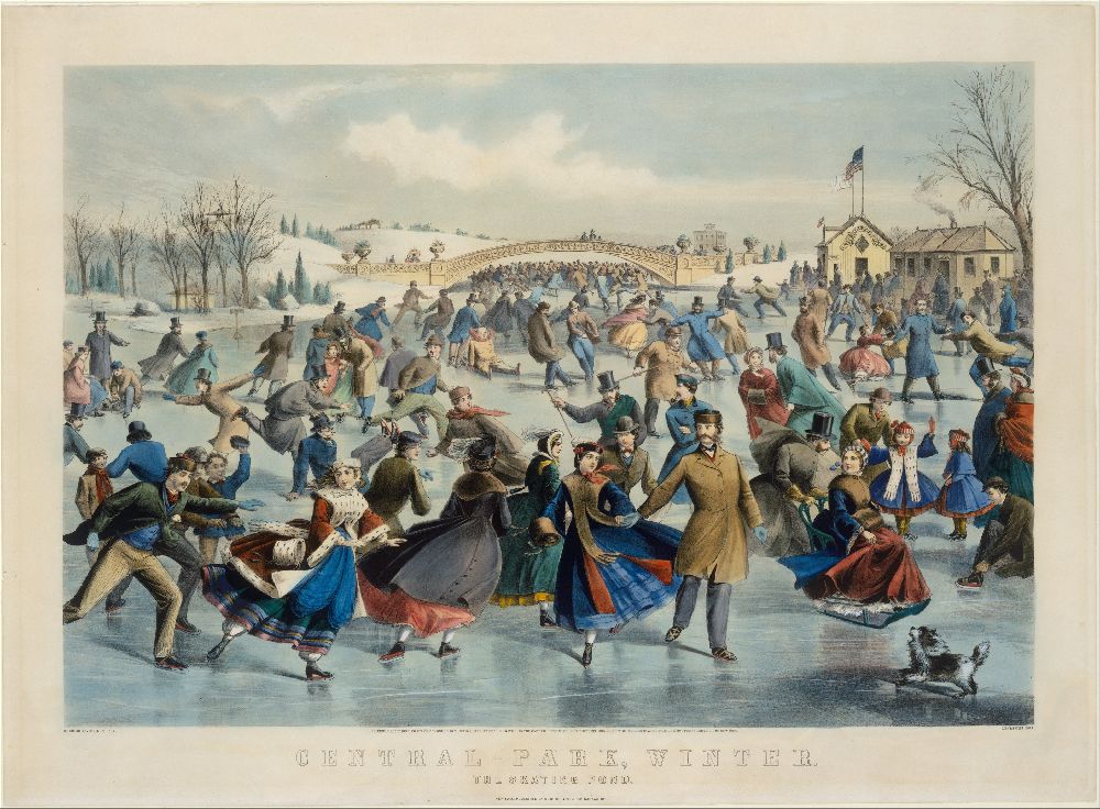 Currier & Ives Central Park Winter The Skating Pond 1862 lithograph